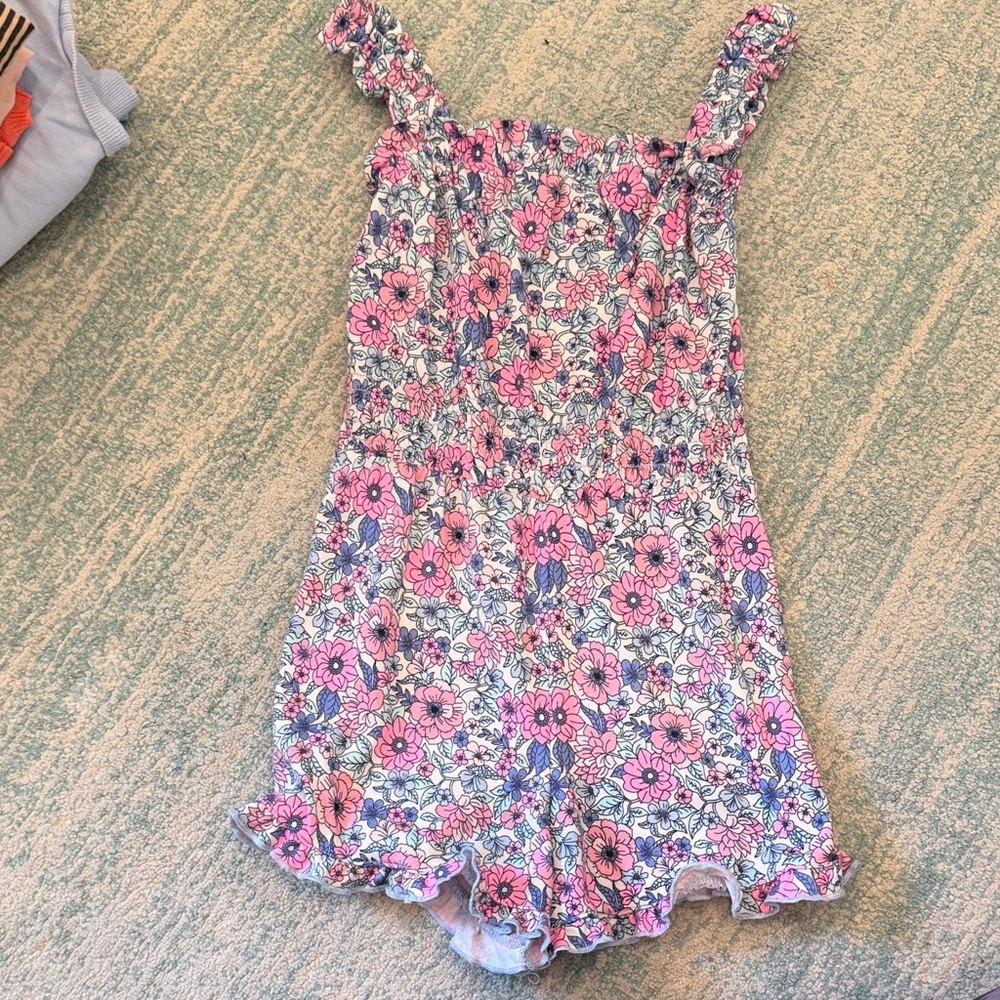 Charming Floral Kids Romper in Pink and Blue